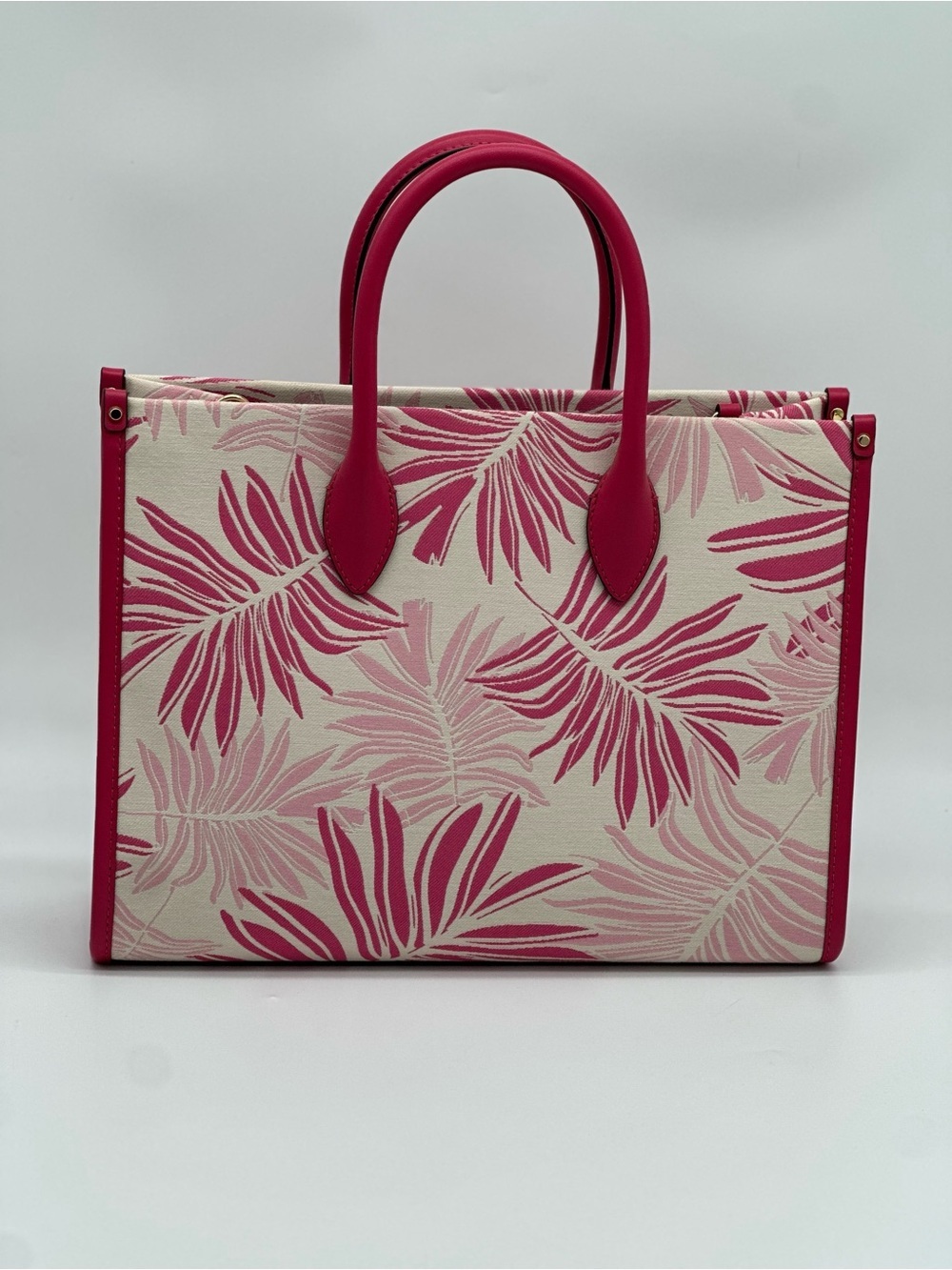 Michael Kors Hot Pink and Cream Leaf-Print Tote - Picture 4 of 10
